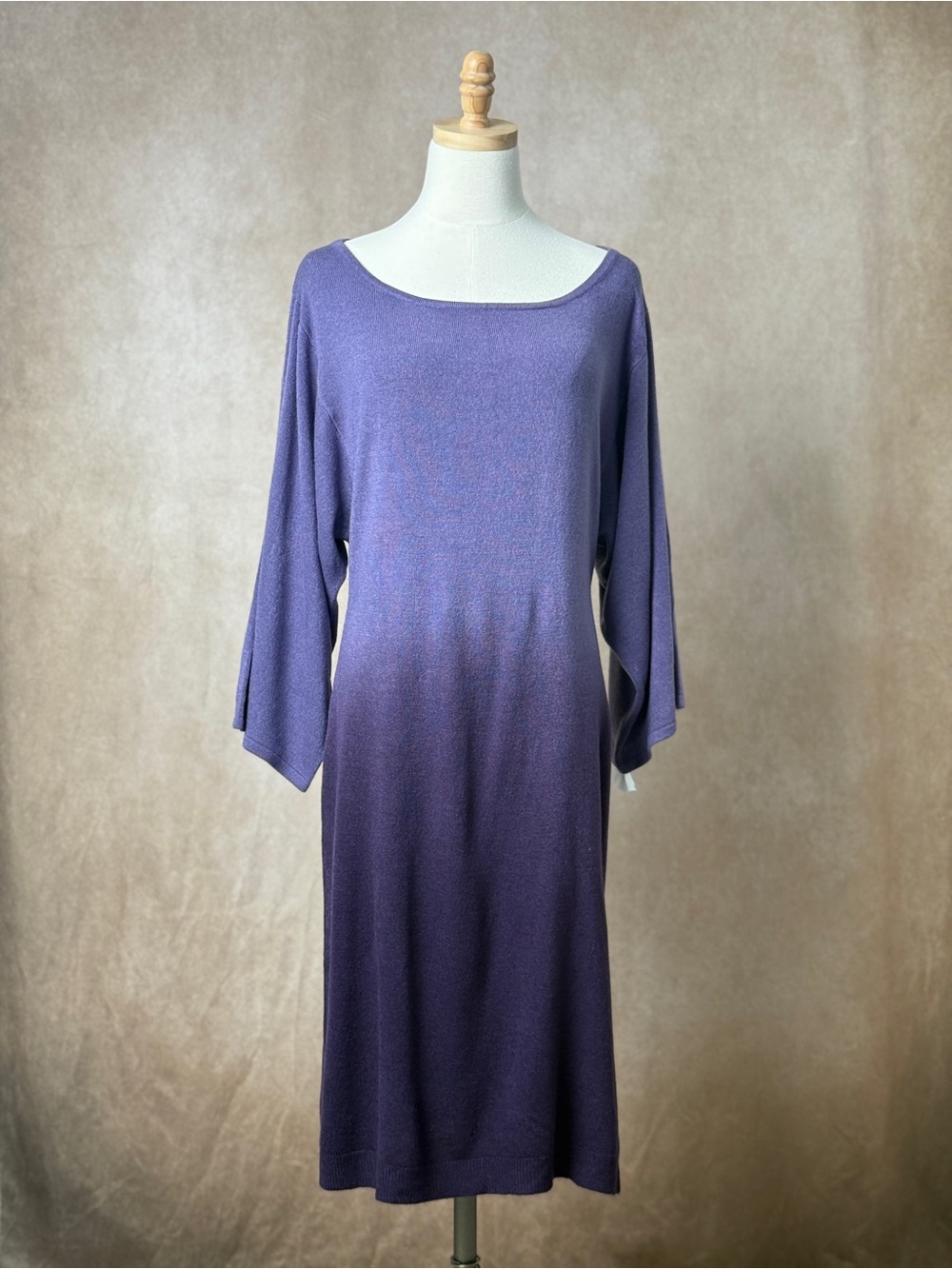 Connected Apparel Plum Ombre Knit Sweater Dress L